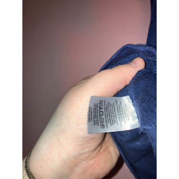 LOFT Navy Blue Ruffle Flutter Sleeve Knit Top Size Large - Picture 3 of 4